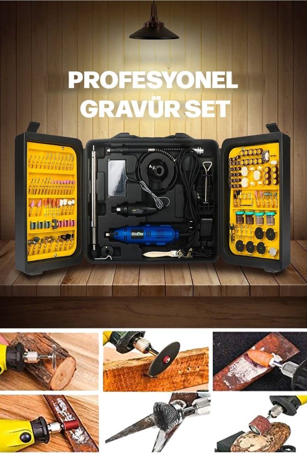 Tam Teçhizatlı ve Çok Yönlü 350 Parça Çift Makineli Gravür Oyma Dremel Taşlama Zımpara Kesme Seti - Görsel 2