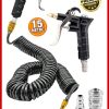 Havalı Kompresör Saatli Lastik Şişirme, 15 Mt spiral Hortumu,hava Tabancası Hava Recor Paket Set - Görsel 2
