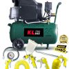 Profesyonel 24 Litre Çift Hava Çıkışlı 2 Hp 8 Bar 116psi Klk25 Hava Kompresörü 5 Parça Havalı Set - Görsel 3