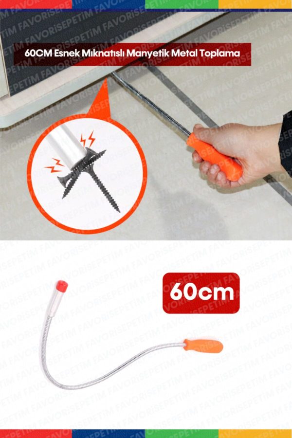 Güçlü Manyetik Teleskopik 60cm Pikap Mıknatıslı Somun Ve Cıvata Toplama Plastik Saplı Esnek Çubuk - Görsel 3