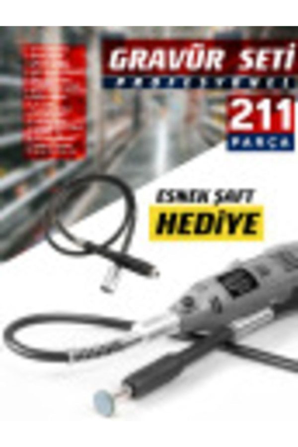 Pro 234pcs 450 Watt 6 Kademe Devirli Çantalı Dramel Gravür Seti Taşlama, Esnek Şaft Mengene Hediye - Görsel 4