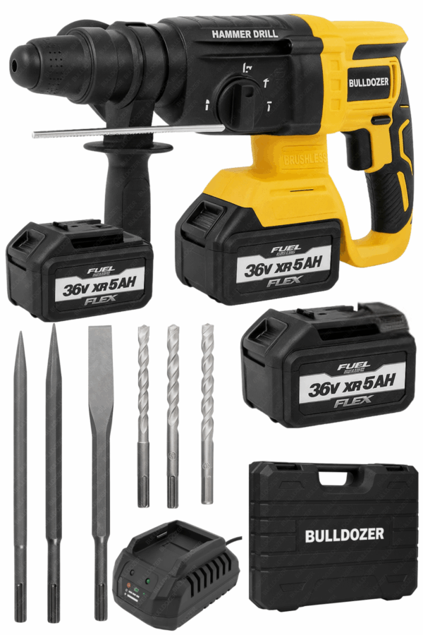 Bulldozer PRO 36V Kömürsüz Şarjlı Kırıcı Delici Matkap (Tek Akülü) – 26mm SDS-Plus Hilti
