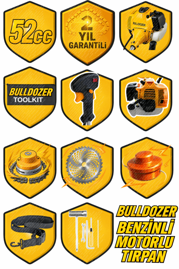 BULLDOZER Benzinli Motorlu Tırpan Çim Biçme Makinesi Pro5200 - Görsel 2