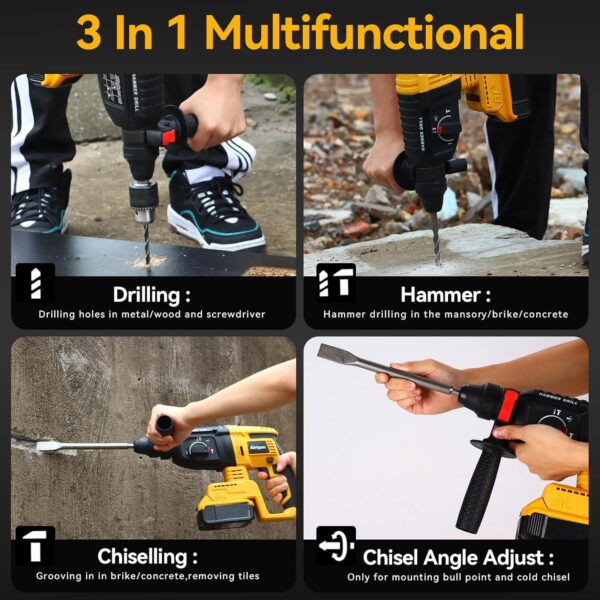 Bulldozer PRO 36V Kömürsüz Şarjlı Kırıcı Delici Matkap Çift Akülü – 26mm SDS-Plus Hilti - Görsel 7