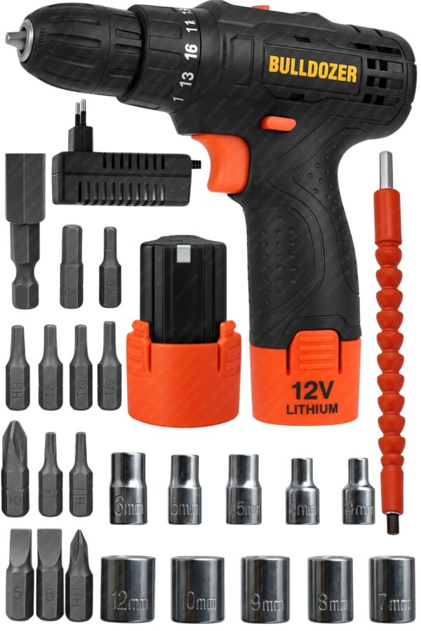BULLDOZER 12V 1.5Ah Lityum Pil Elektrikli Matkap Seti – Güçlü, Kompakt ve Çok Yönlü!
