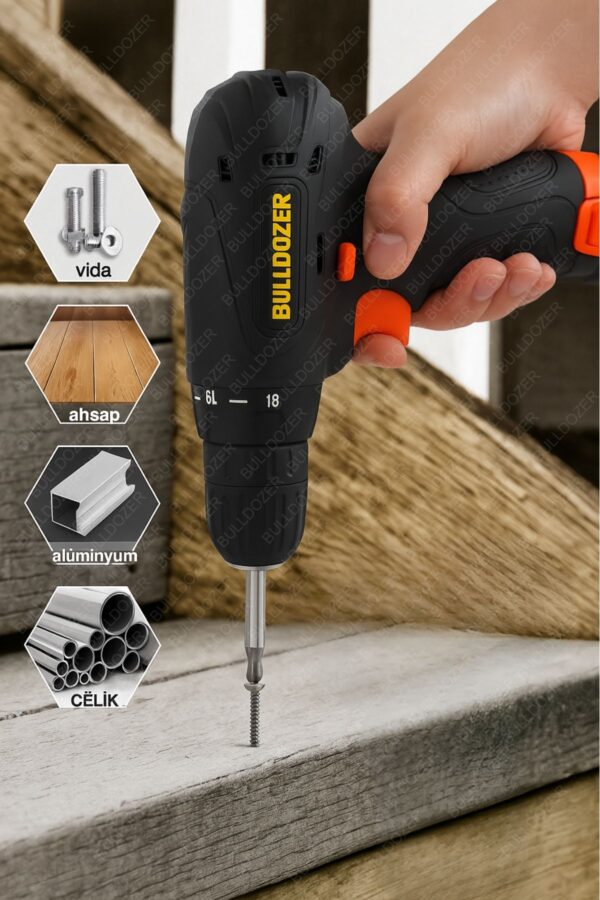 BULLDOZER 12V 1.5Ah Lityum Pil Elektrikli Matkap Seti – Güçlü, Kompakt ve Çok Yönlü!