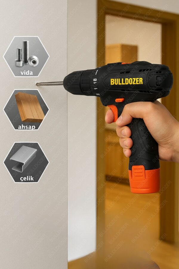 BULLDOZER 12V 1.5Ah Lityum Pil Elektrikli Matkap Seti – Güçlü, Kompakt ve Çok Yönlü!