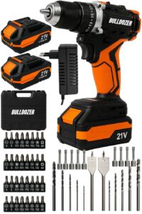 Bulldozer BL-21560 21V Çift Akülü Kömürsüz Şarjlı Matkap Seti – 10 mm Metal Mandrenli