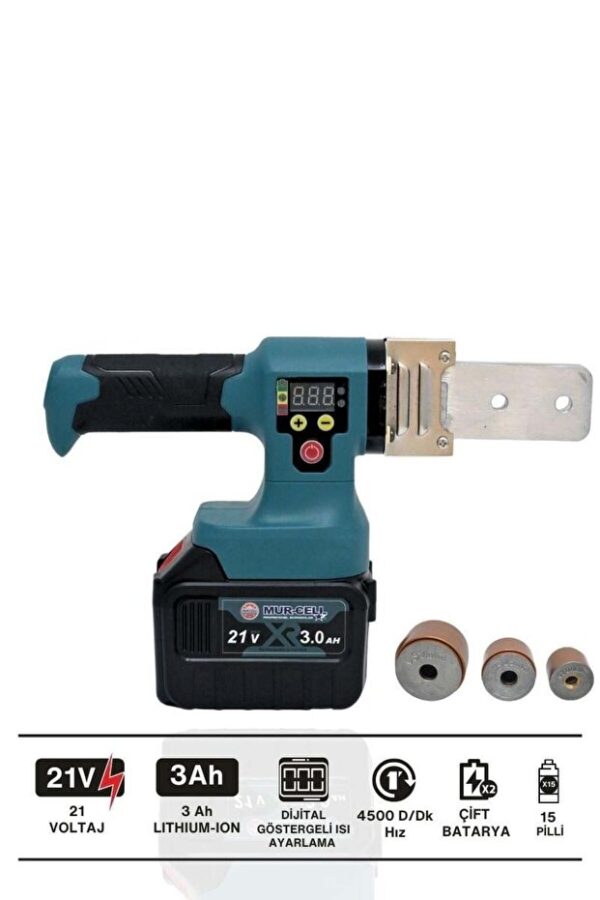 Mur-Cell 21v 3.0ah Çift Bataryalı 15 Pilli Plastik Pvc Boru Kaynak Makinesi - Görsel 2