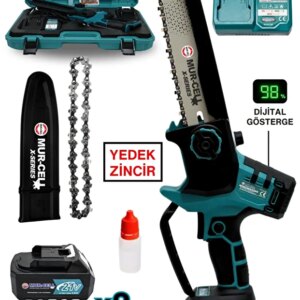 Mur-Cell Mur-9108 Dal Budama Testeresi Kömürsüz Otomatik Yağlamalı Dijital Göstergeli 21v 3 Amper