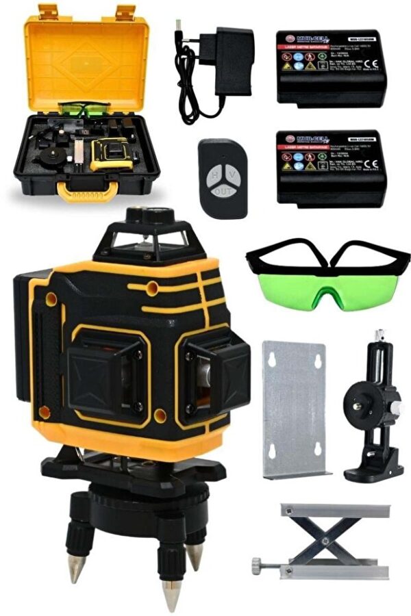 Mur-Cell 5v 0.8ah 360°16 Köşe Otomatik Hizalamalı Lazer Metre Hizalama Yeşil Çizgili Lazer Kumandalı