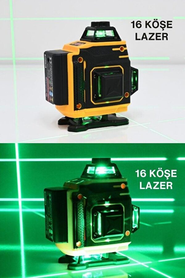 Mur-Cell 5v 0.8ah 360°16 Köşe Otomatik Hizalamalı Lazer Metre Hizalama Yeşil Çizgili Lazer Kumandalı - Görsel 3
