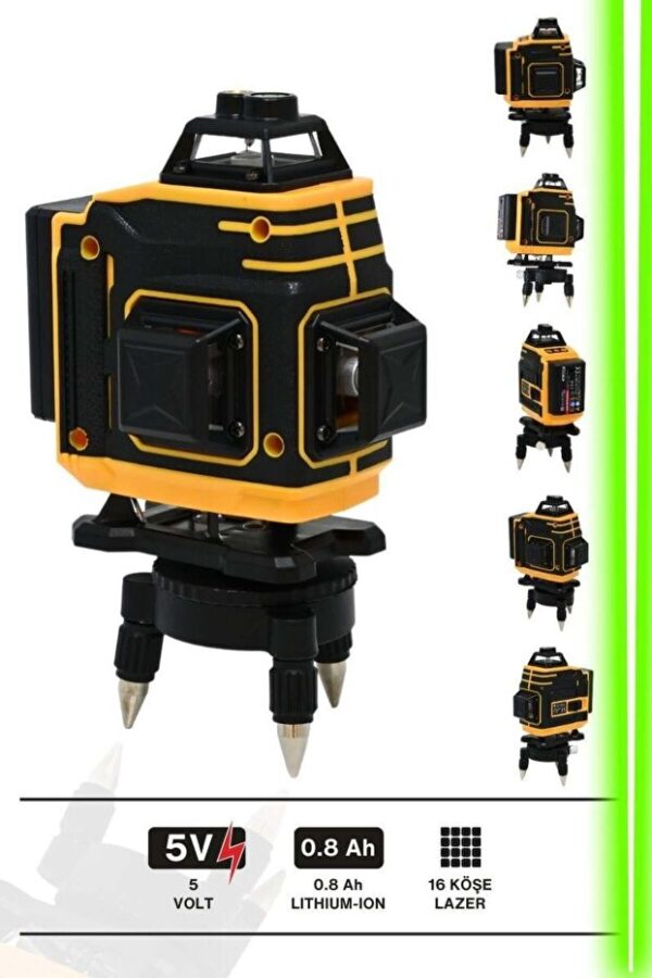 Mur-Cell 5v 0.8ah 360°16 Köşe Otomatik Hizalamalı Lazer Metre Hizalama Yeşil Çizgili Lazer Kumandalı - Görsel 4