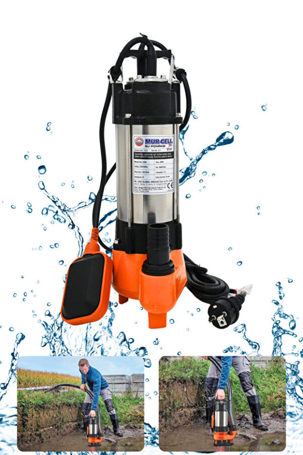 Mur-Cell V250f Bıçaksız Drenaj Pompası Bakır Sargılı Termik Korumalı Sargı 0.25kw 0.33hp - Görsel 2