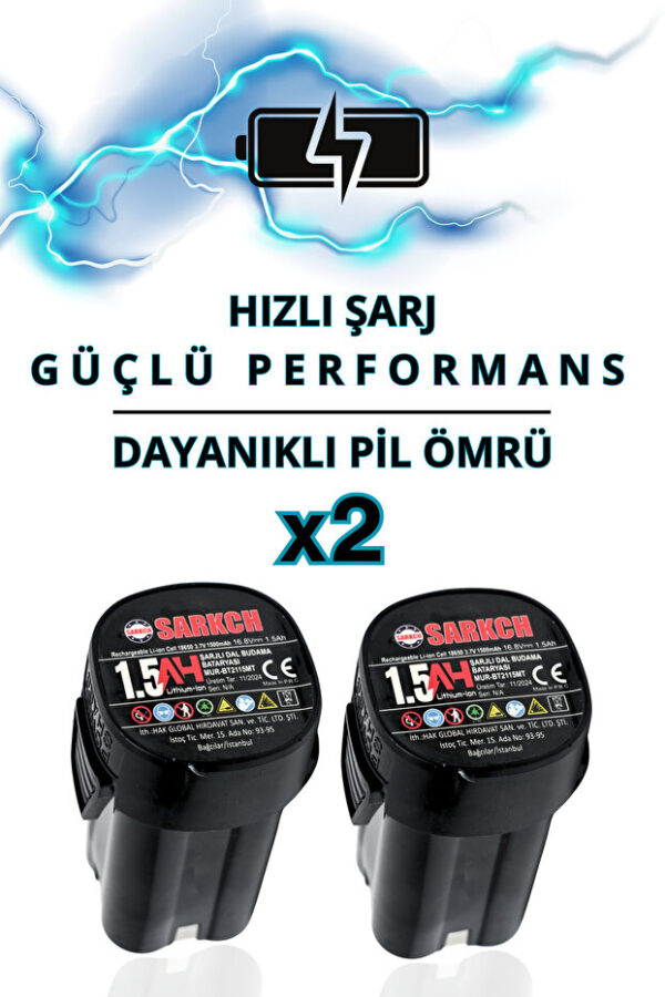 Mur-Cell 9907 Şarjlı Dal Budama Makası 30mm Kesme Çapı Yedek Bıçaklı - Görsel 4
