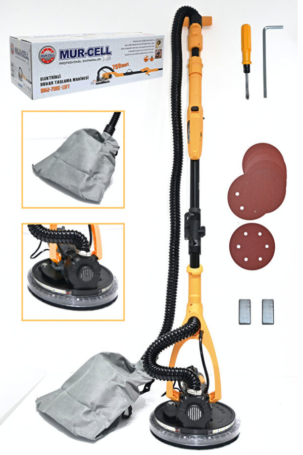 Mur-Cell Mj-700c-13ft Sarı Elektrikli Duvar Taşlama Makinesi Alçıpan Duvar Zımpara
