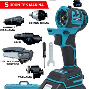 Mur-Cell MUR-9019 5 Lİ Değişen Kafa Budama Testeresi Taşlama Darbeli Vidalama Kırıcı Hilti