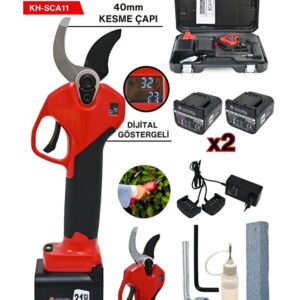 Mur-Cell KH-SCA11 Dijital Göstergeli Çİft Bataryalı Makas ÇApı 40mm 21V 4Ah Şarjlı Dal Budama Makası