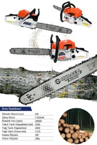 Mur-Cell Zincirli Benzinli Testere Ağaç Kesme Motoru