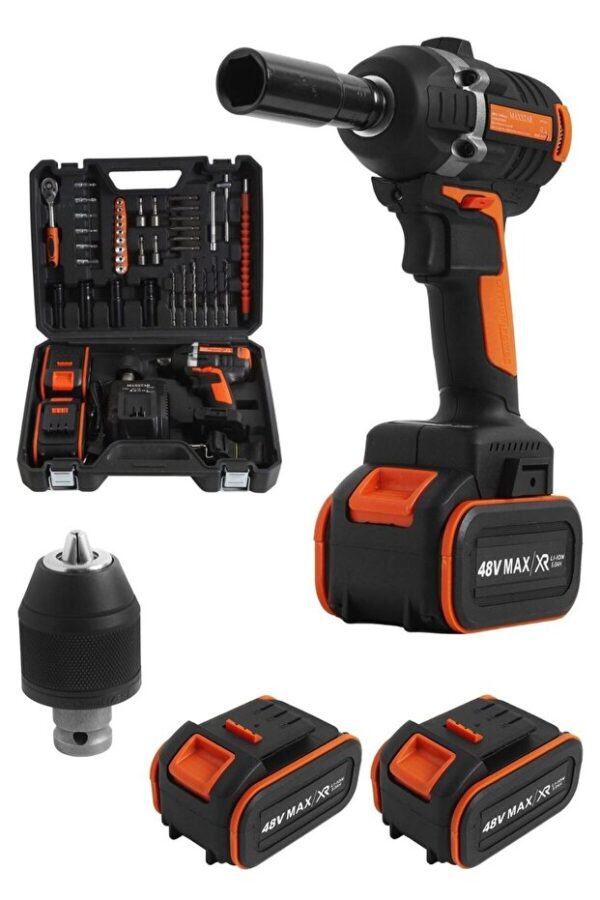 Maxstar Çok Işlevli Kömürsüz 48 V 5 Ah Çift Akülü Lion Taşıma Çantalı Somun Sıkma Setli