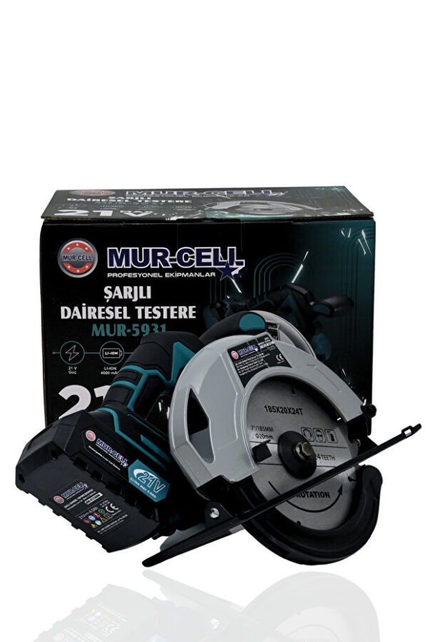 Mur-Cell Mur-5931 Mavi 21v 4.0ah Şarjlı Profesyonel Sunta Kesme Daire Testere Makinesi - Görsel 4