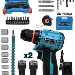 Mur-Cell Mur-9013 16,8v Kömürsüz Motor Çelik Mandren 36 Parça Şarjlı Matkap Akülü Vidalama Seti