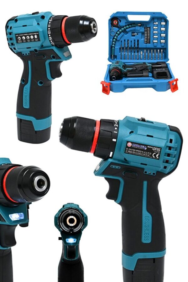 Mur-Cell Mur-9013 16,8v Kömürsüz Motor Çelik Mandren 36 Parça Şarjlı Matkap Akülü Vidalama Seti - Görsel 2