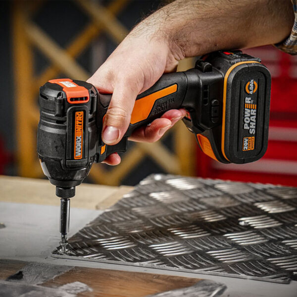Worx WX925 20Volt/2.0Ah Çift Akülü Kömürsüz Profesyonel Şarjlı Darbeli Matkap + WX265 Kömürsüz Darbeli Tornavida  Seti - Görsel 5