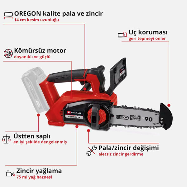 Einhell Fortexxa 18/20 TH Akülü Ağaç Kesme Makinesi (Akü ve Şarj Cihazı Dahil Değildir) - Görsel 2