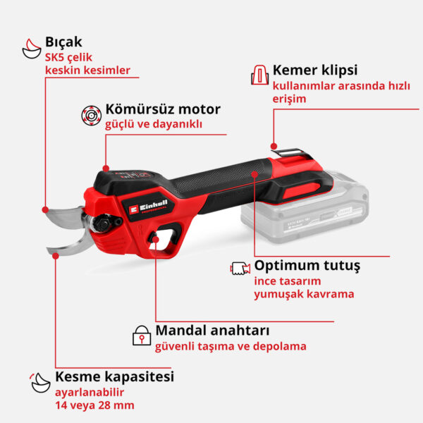 Kömürsüz Akülü Budama Makası (Akü ve Şarj Cihazı Dahil Değildir)