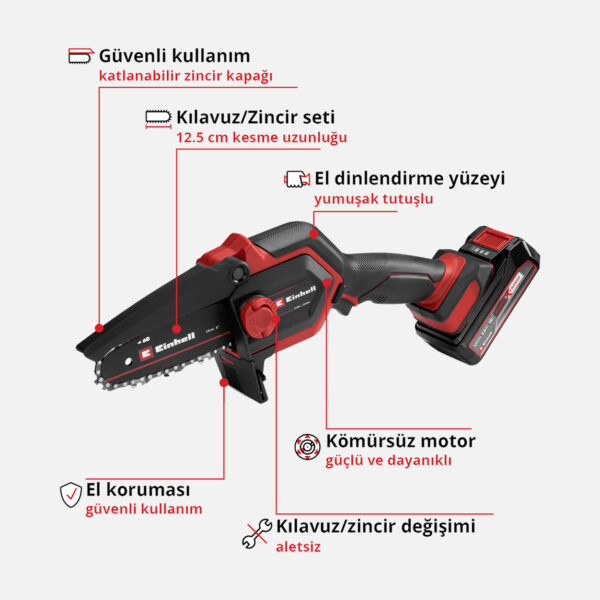 Einhell GE-PS 18/15 Li Bag Kit Çantalı Akülü Dal Budama Testeresi Zincir Hediyeli - Görsel 2